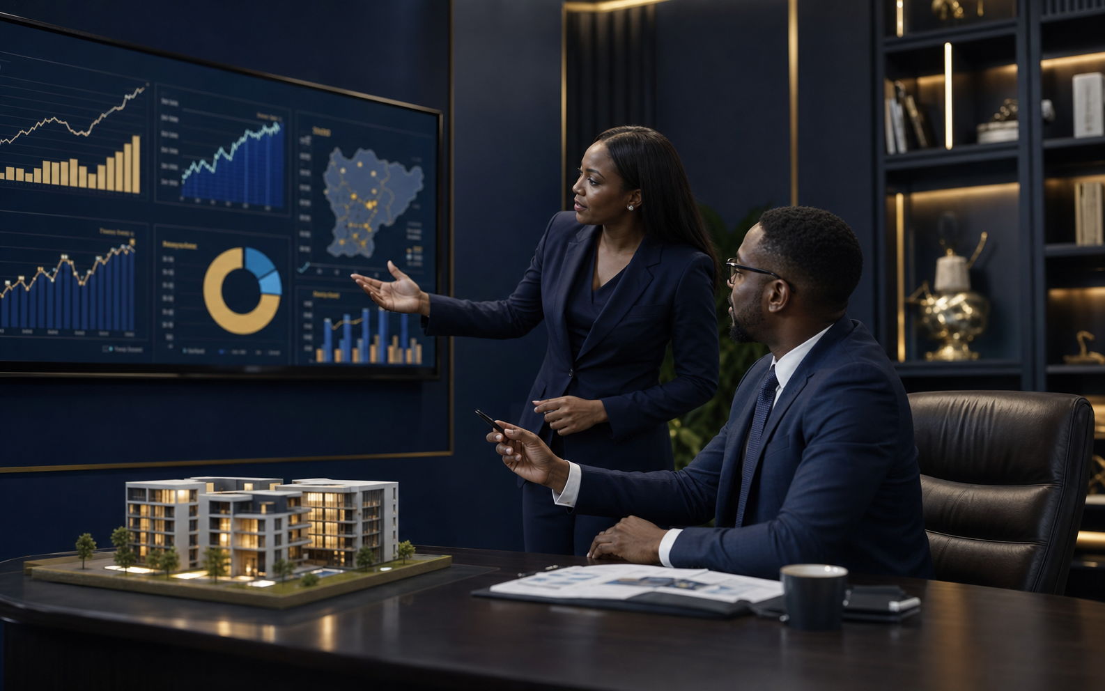 Executives monitoring portfolio performance