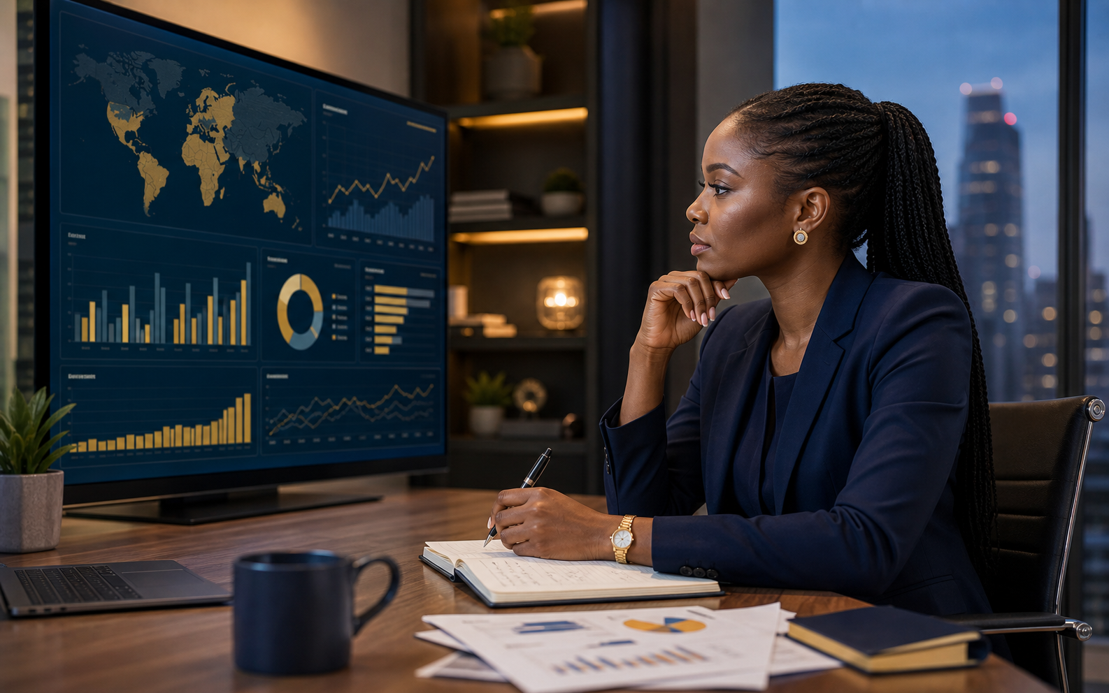 Analyst identifying investment opportunities through market research
